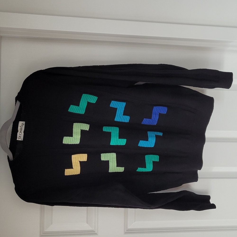 St. Croix, medium, black w/ yellow, green & blue